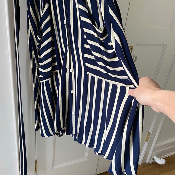 Faithfull the Brand Milan Striped Dress Navy Sz US 4/S - Picture 8 of 9